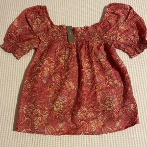 BNWT JCrew Summer top in pink floral pattern.